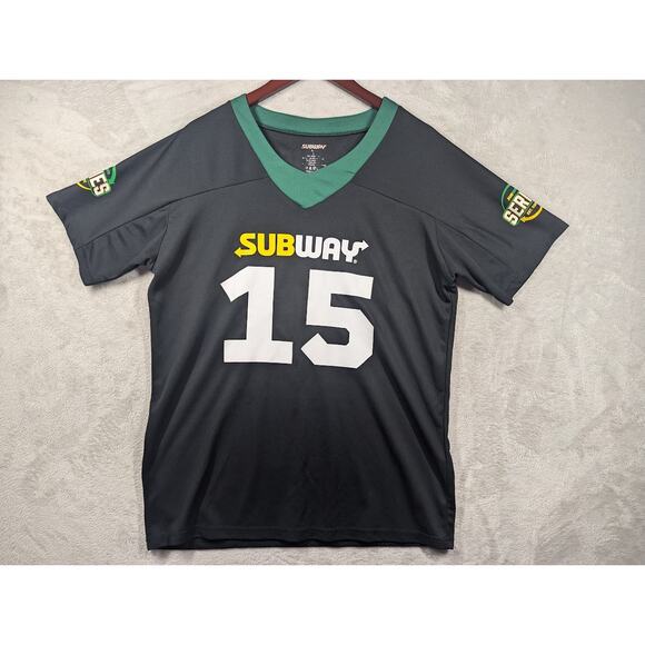 Subway Series Football Jersey Size XL Black #15 Titan Turkey Sandwich Crew Team - Picture 1 of 9